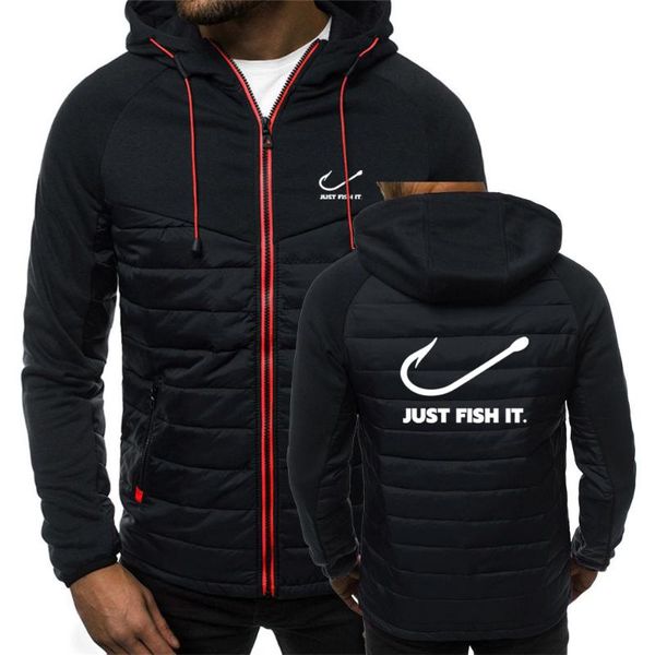 

men's hoodies & sweatshirts just fish it 2021 men harajuku style fashion brand hoodie mens casual wild simple slim print zip, Black