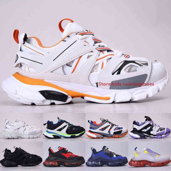 

french fashion track sneaker tess s. gomma trek low sneakers 3.0 men women platform shoes triple s clear sole running shoes, Black