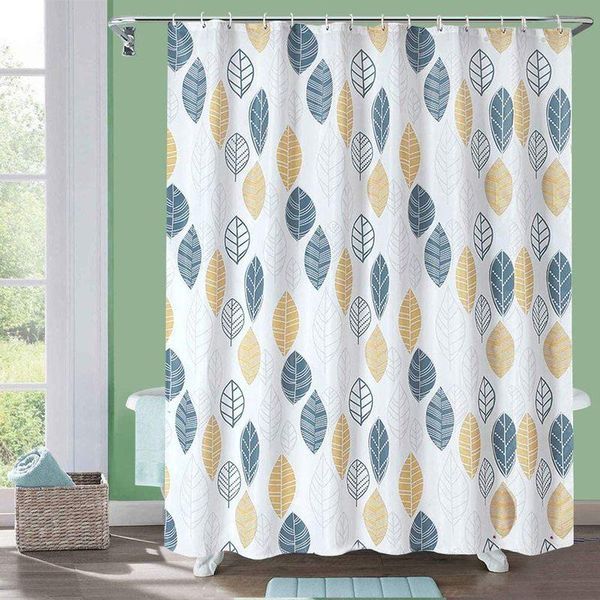 

shower curtains simple leaf curtain bathroom waterproof polyester printing with hook
