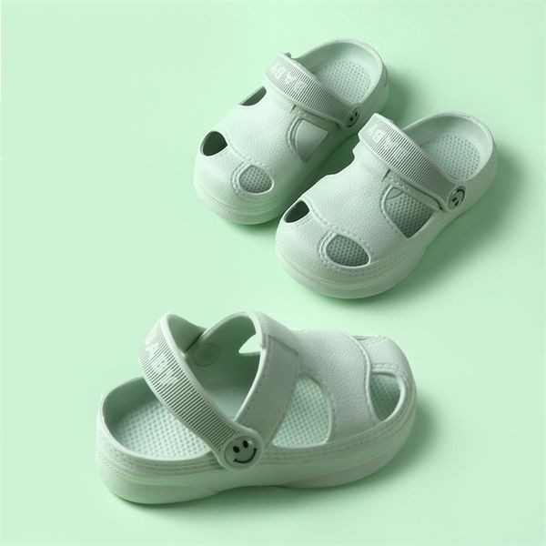 

children shoes summer kids girls boys sandals slippers solid caroon portable indoor home toddler baby slides soft sole antiskid 210729, Black;red