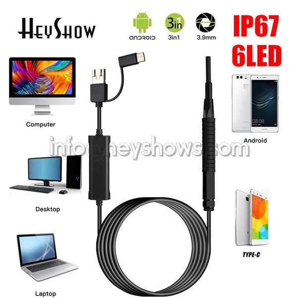 

in 1 hd 3.9mm ear spoon endoscope inspection camera visual earpicker cleaning for phone android/windows/type-c ip cameras