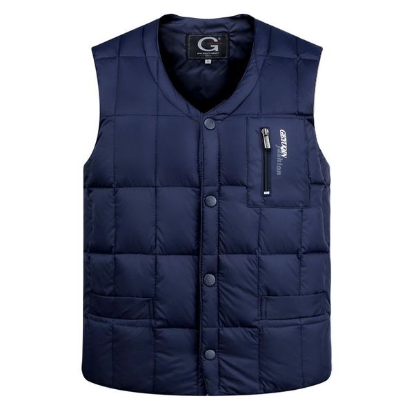 

men's vests nice fashion men down padded thickening warm vest autumn winter sleeveless jacket for male casual baggy coats, Black;white