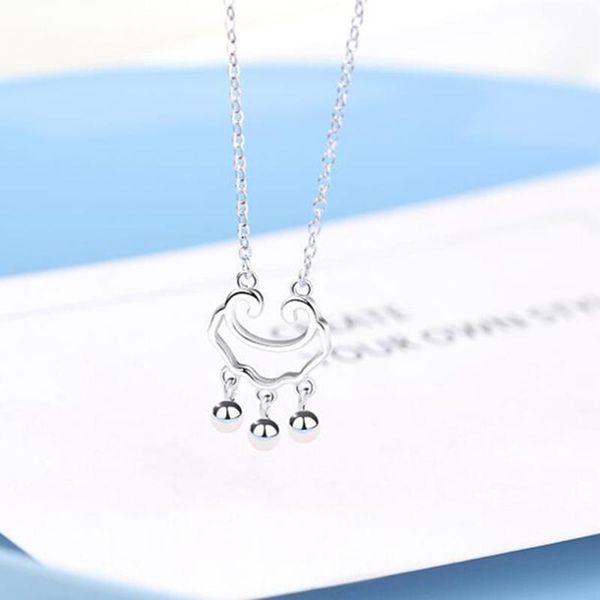 

pendant necklaces necklace korean fashion simple temperament tassel bell safe lock clavicle chain ladies, Silver