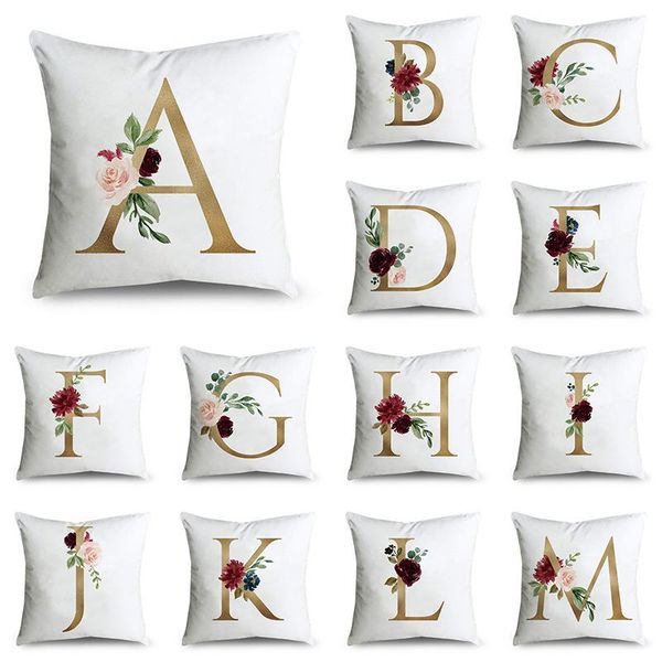 

cushion/decorative pillow golden flower rose letter pillowcase sofa and car decoration polyester cushion cover home chair 45cm*45cm