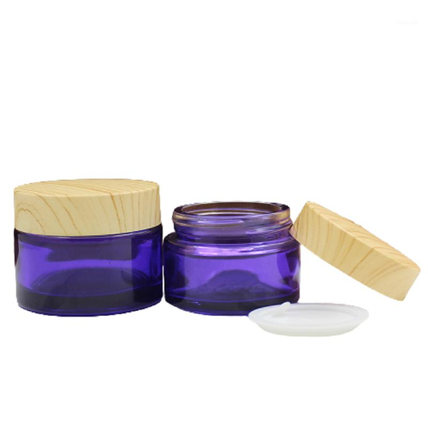 

storage bottles & jars 30g 50g clear purple glass cream jar plastic grain cover refillable vials empty cosmetic container packaging bottle 1