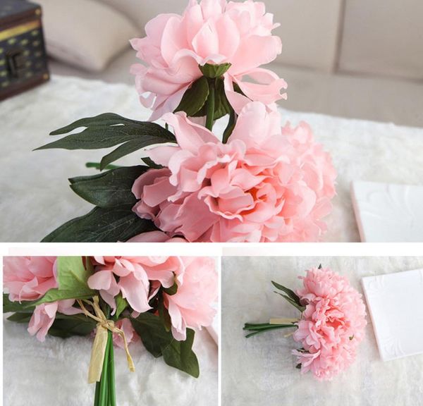 

fake flowers home decor plastic flower peony floral wedding bouquet bridal hydrangea 8.5 decorative & wreaths
