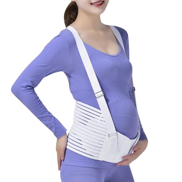 

maternity intimates adjustable pregnant women prenatal waist care belly support belt shoulder strap clothing set, White
