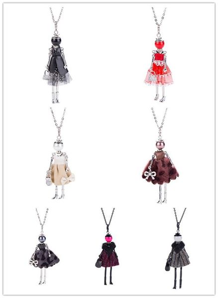 

pendants 1pc doll pendant necklaces lovely girls long sweater for women girl jewelry ywbb018, Black