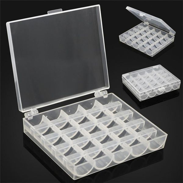 

storage boxes & bins jewellery box 1pc 25 bobbins spool case sewing 0124#30