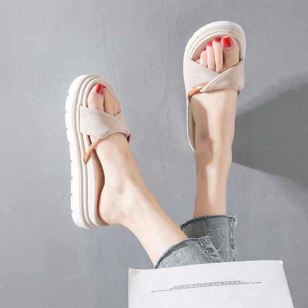 

shoes slippers casual slides platform slipers women shale female beach med luxury soft 2021 flat sabot rome cotton fabric pu, Black