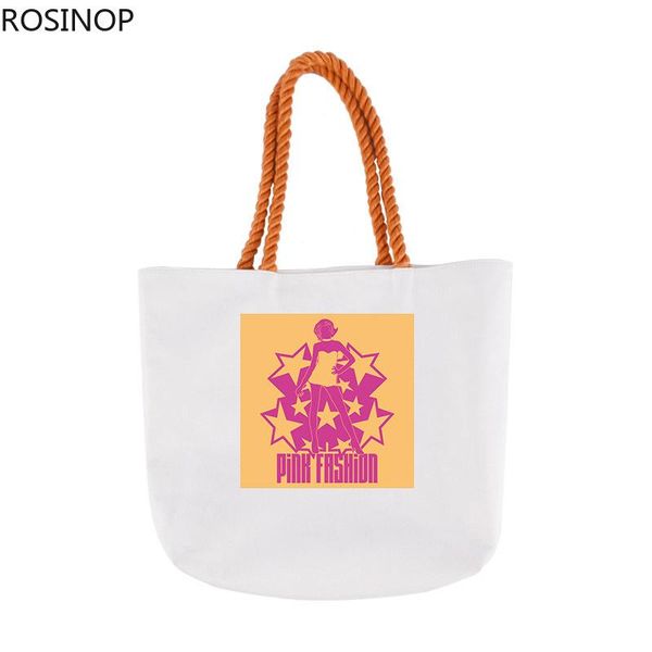 

shopping bags rosinop canvas tote bag foldable handbags women cute designer beach flower print fashion