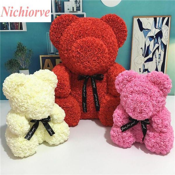 

us sock 38cm rose teddy bear artificial flower led strings decoration rose bear valentines day gifts for women home wedding decoration
