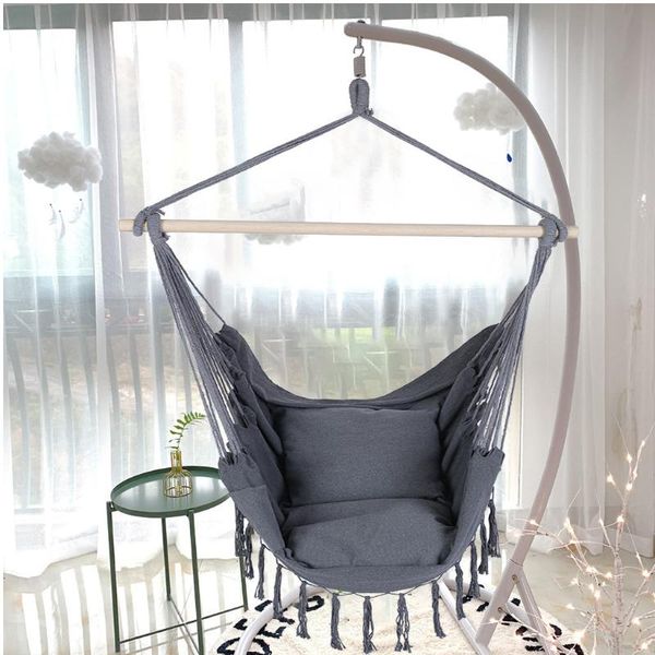 

camp furniture swing chair seat patio tassel garden hammock cotton rope hanging camping for out/indoor [ us stock]