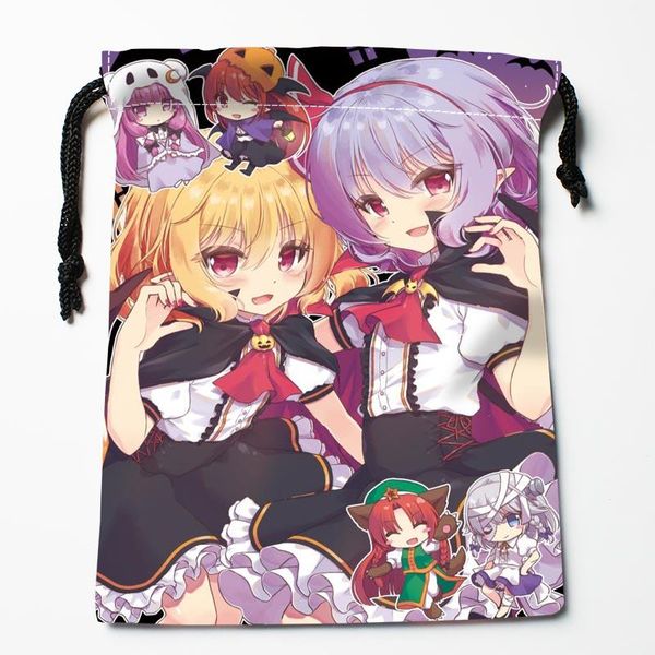 

storage bags touhou anime drawstring hd print 18x22cm arrival soft satin fabric resuable clothes bag shoes 0402