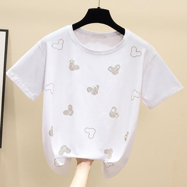 

ropa de mujer 2021 women t-shirts korean clothes t shirt cotton short sleeve letter print t-shirt camisetas women's, White