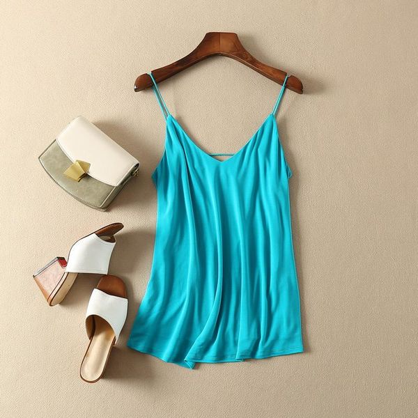 

women's tanks & camis [7evening] viscose 100% beige/lake blue ladies solid color v neck - holiday beach strap camisole, White
