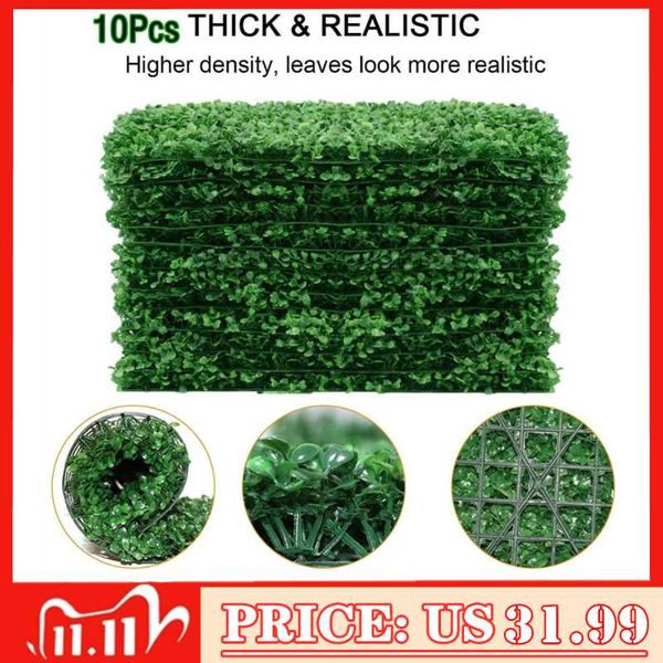 

decorative flowers & wreaths artificial boxwood mat panel wall hedge decor fake fence outdoor privacy screen for party, grass