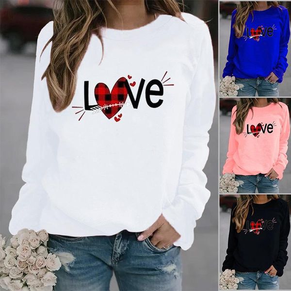 

women's hoodies & sweatshirts love printed women fleece long sleeve o neck loose sweatshirt girls hoodie pullovers winter, Black