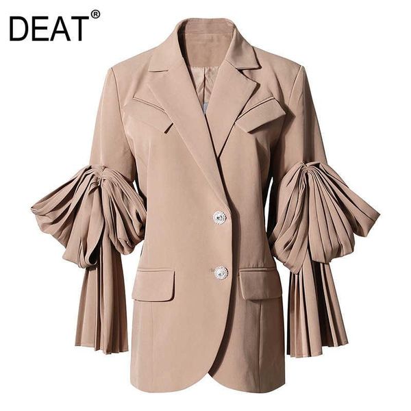 

women's suits & blazers [deat] notched collar long sleeve solid suit coat women korean loose waist versatile female 2021 spring and sum, White;black