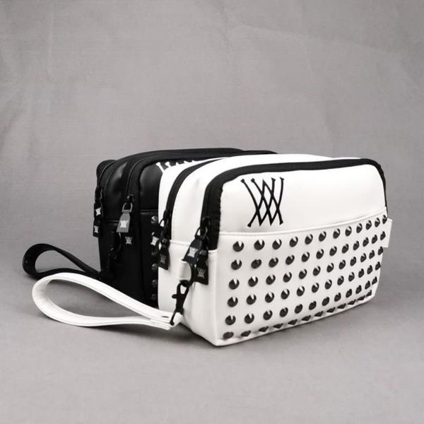 

wallets golf bag sporting goods storage handbag clutch zipper fashion rivet korean trend, Red;black