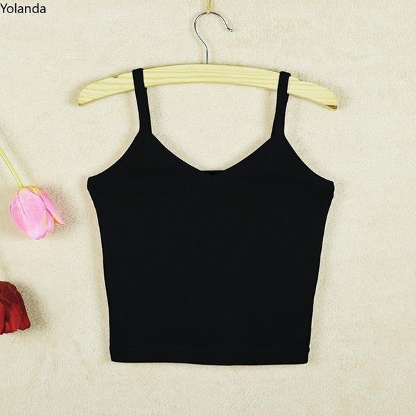 

women's tanks & camis cotton v-neck slim fit women's bottoming shirt summer dew navel suspender vest half high waist short bra crop, White