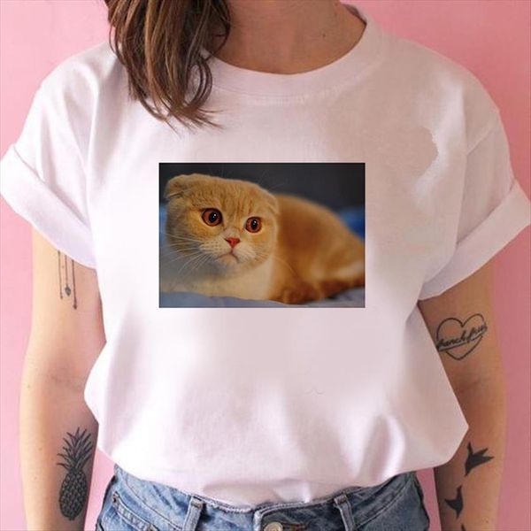 

arrival basic cute cate womens t shirt print japanese clothes harajuku kawaii summer, White
