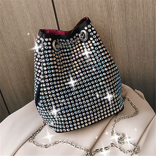 

fashion women rhinestone bucket bags luxury woman bag female shoulder dinner/party handbags ladies shoulder messenger bags