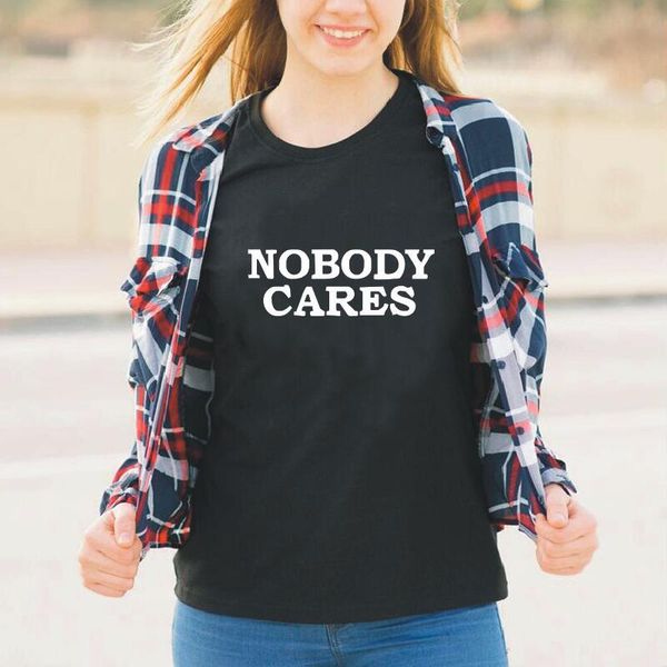 

women's t-shirt nobody cares plus size printed women 2021 casual o-neck womens clothing t shirt white black funny poleras mujer