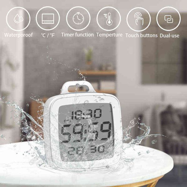 Duş saati Dijital Banyo Duvar Saati Duvar Zamanlayıcı Saat Su Geçirmez Büyük LCD Ekran Sıcaklık Nem Duş Asılı Saatler H1230