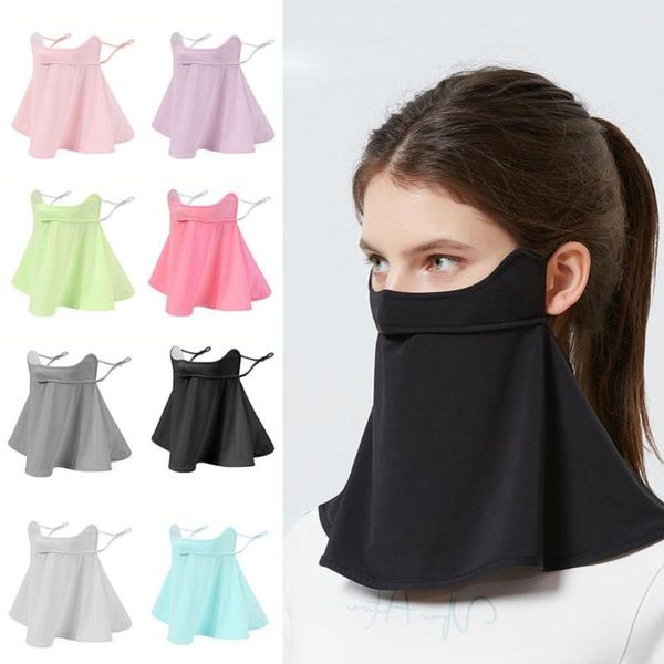 

outdoor hats sunscreen veil summer driving and riding ice silk neck shawl, dustproof breathable shawl r6j2, Black;white