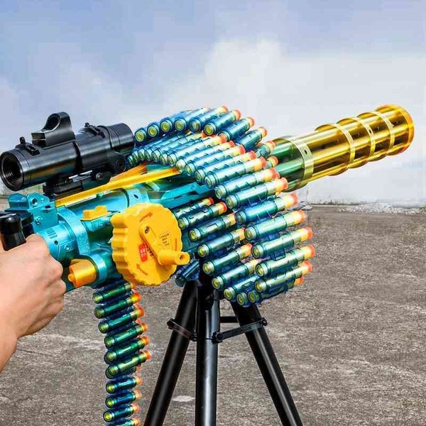 

continuous firing gatling electric shell throwing soft bullet machine boy sniper children eat chicken toy gun