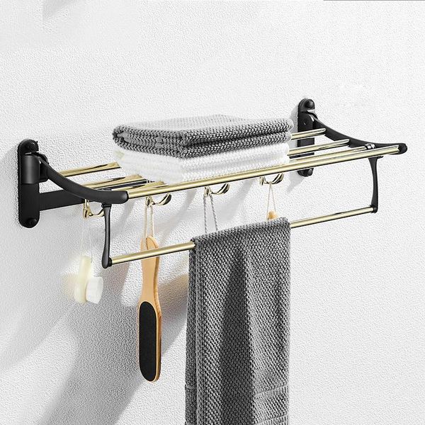 

towel racks modern style wall-mounted black gold stainless steel bar rack adjustable with hook