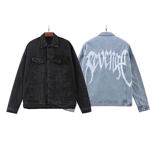

revenge loose fashion jacket denim wash hip hop high street trend, Black;brown