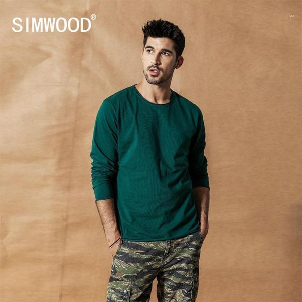 

new simwood autumn winter long sleeve solid t shirt men roll hem t-shirt texture quality 100% cotton si9805851, White;black