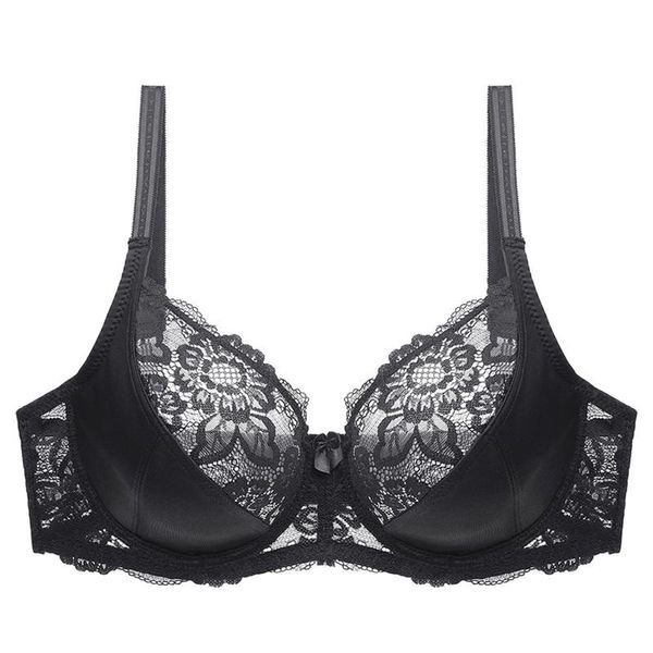 

bras lace perspective bra women lingerie underwire embroidery floral bralette plus size c 36 38 40 42 44 46, Red;black