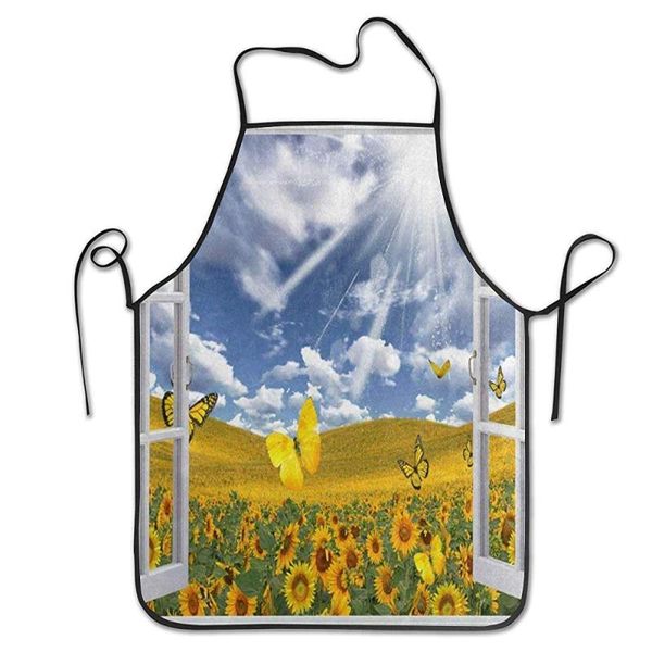 

aprons kitchen baking personality apron restaurant chef garden handmade summer butterfly sunflower window