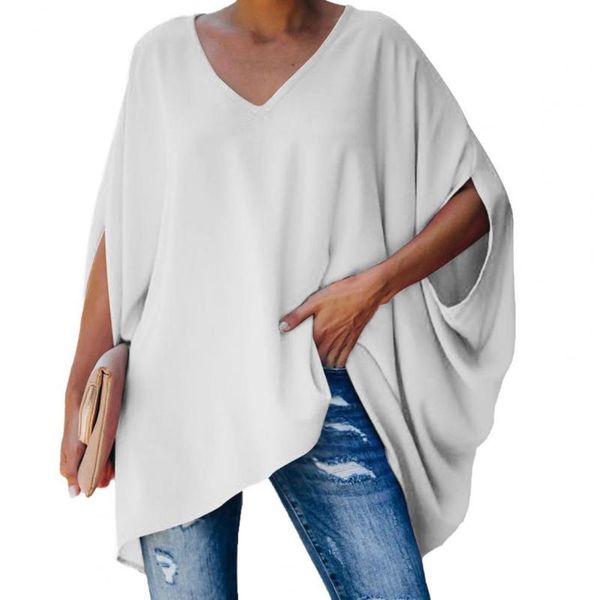 

women's blouses & shirts tie dye print women blouse batwing sleeve autumn v-neck half pullover streetwear, White