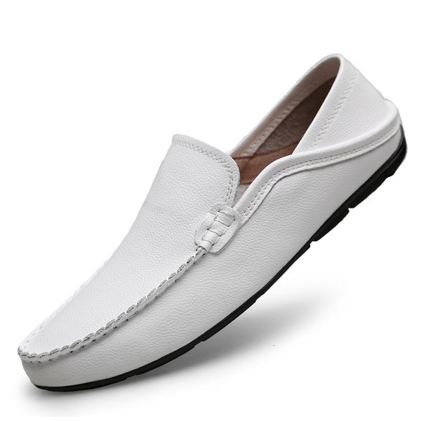 

dress shoes white leather men flats mocassin homme slip on formal wedding male creepers driving for man loafers espadrille meou, Black