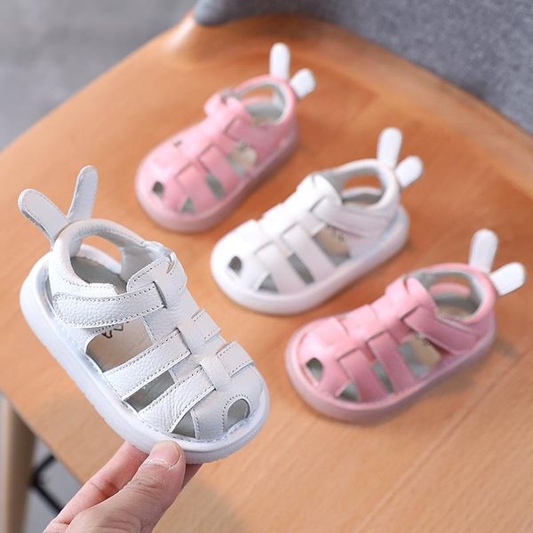 

sandals 2021 summer toddler infant shoes baby girls boys leather soft bottom non-slip cartoon kids children casual beach, Black;red