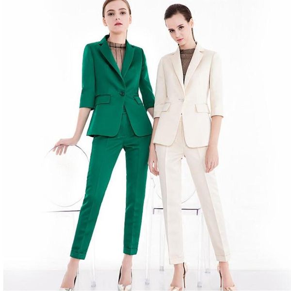 

women's suits & blazers green pant women casual office business formal work wear sets, White;black