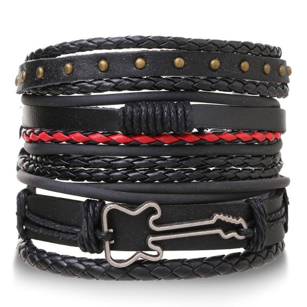 

tennis ifmia adjustable 5 pcs/set punk casual woven charm wrap men leather bracelets luxury fashion women homme femme male jewelry gift, Golden;silver