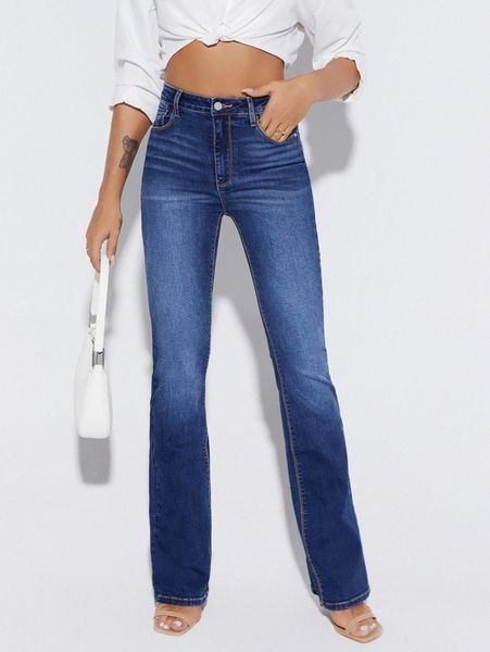 

high waist flare leg jeans h5i0#, Blue
