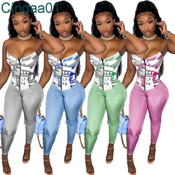 

women two piece pants set shorts outfits slim tight letters pattern printed strapless small bra leisure sports high elasticity suit, White