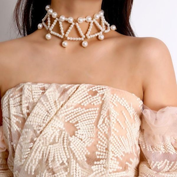 

chokers simulated pearl choker fashion jewelry necklaces for women collares, Golden;silver