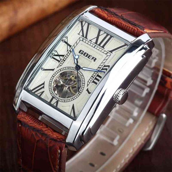 

t-goer fully automatic mechanical leisure watch for male students, Slivery;brown