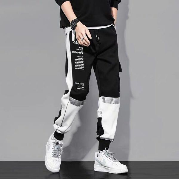 

men's pants korean version of the trend casual summer sports spring and autumn models loose wild leggings p, Black