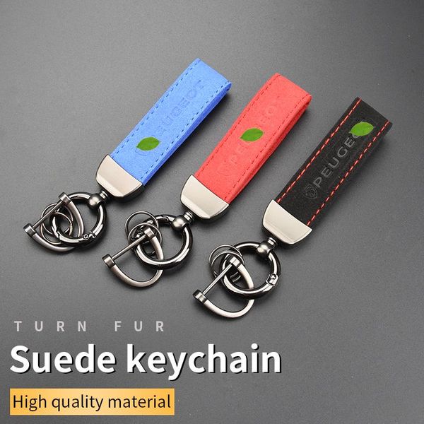 

keychains suede key strap peugeot logo ring for 207 208 307 308 407 807 306 107 607 408 206 406 2008 3008 4008 5008 keychain, Silver