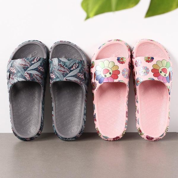 

slippers eva couple women men slipper printing anti-slip sun flower home shoes mens, Black