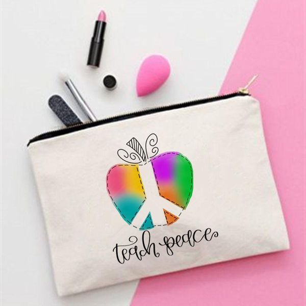 

cosmetic bags & cases women teach peach color printed make up bag fashion cosmetics organizer for travel colorful storage lady
