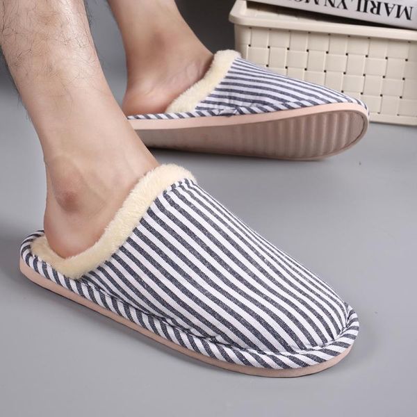 

slippers couples striped for home classics flats flock warm non-slip floor indoor shoes chaussures femme drop, Black